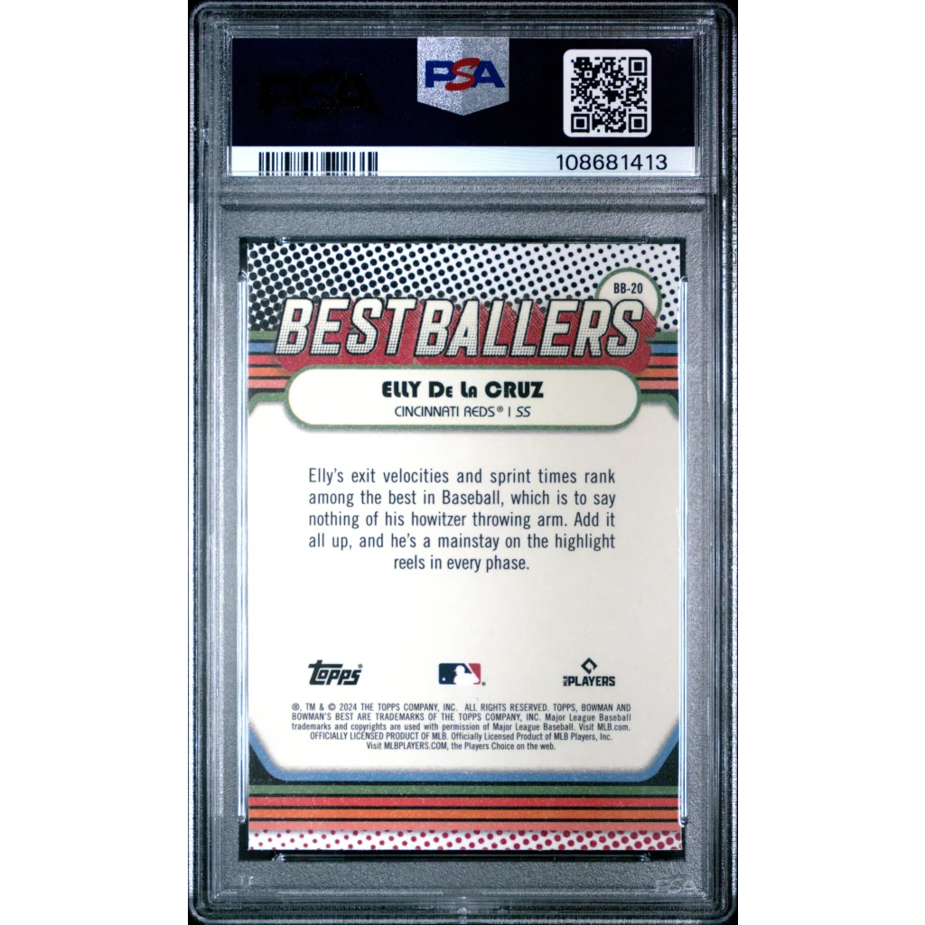 Encased PSA 10 Elly De La Cruz 2024 Bowman’s Best Gem Mint Baseball Card