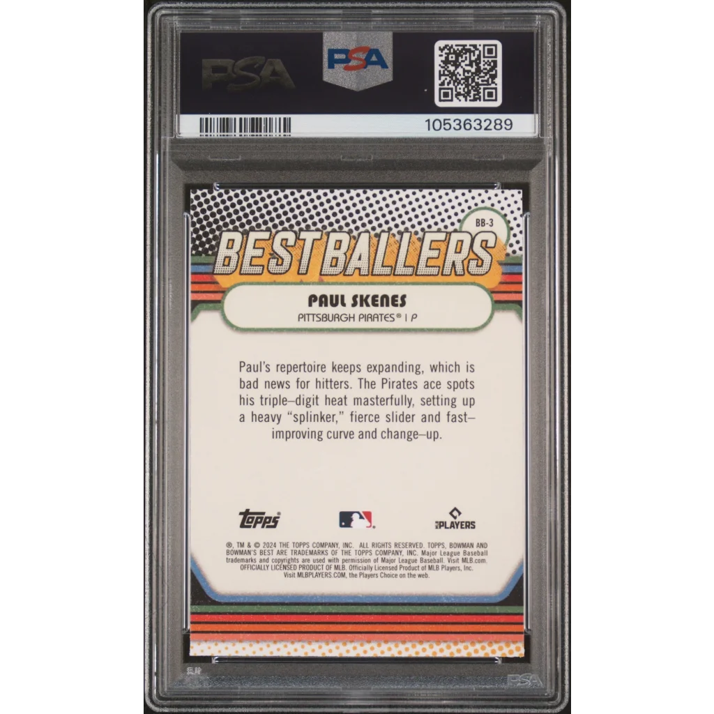 Graded 2024 Topps Bowmans Best Paul Skenes #BB3 Best Ballers Rookie RC Baseball Card PSA 10 Gem Mint | PSA 10 Gem Mint Graded Rookie Card | vintageantiquesgifts.com