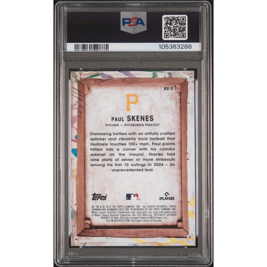 PSA 10 Graded Paul Skenes Rookie Card in Distressed Wooden Frame
