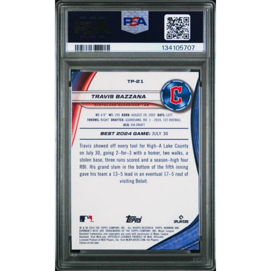 Graded PSA 10 2024 Topps Bowman Best Travis Bazzana #TP21 Rookie Card