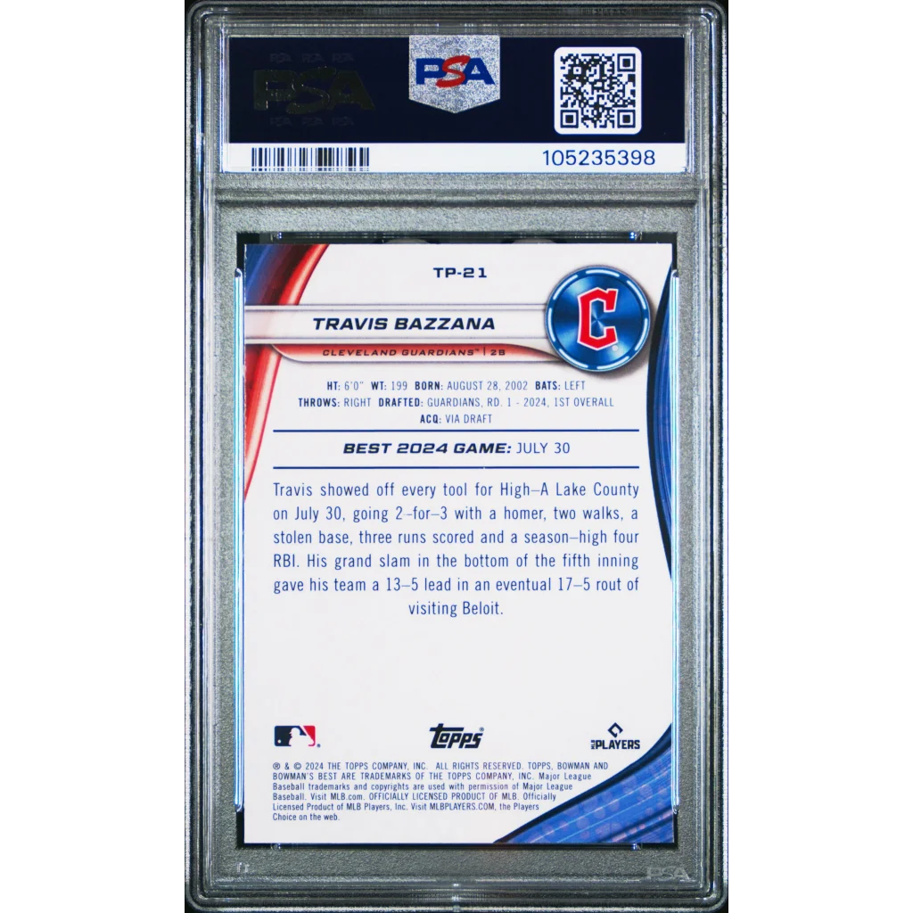 Graded PSA 10 Travis Bazzana 2024 Topps Bowman Best #TP21 Rookie Card