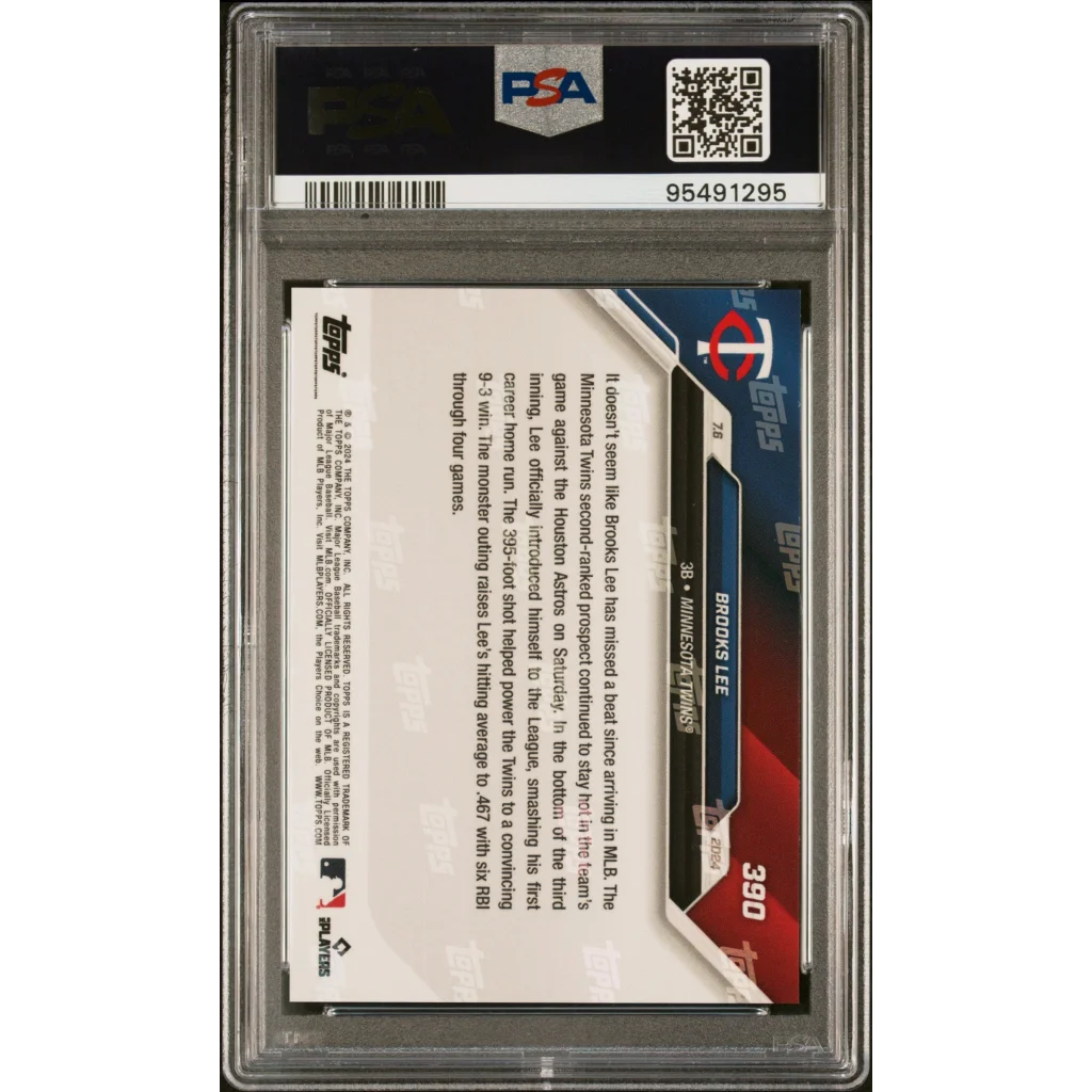 Encased 2024 Topps Now Brooks Lee Baseball Card with PSA certification number