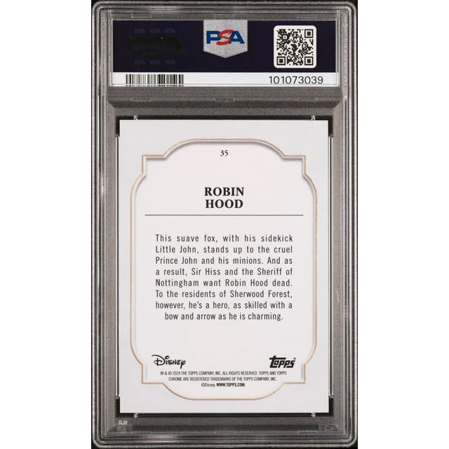 Graded 2024 Topps Chrome Disney Robin Hood 35 28 Red and Black Refractor PSA 10 Gem Mint | PSA 10 Gem Mint Graded Collectible Card | vintageantiquesgifts.com