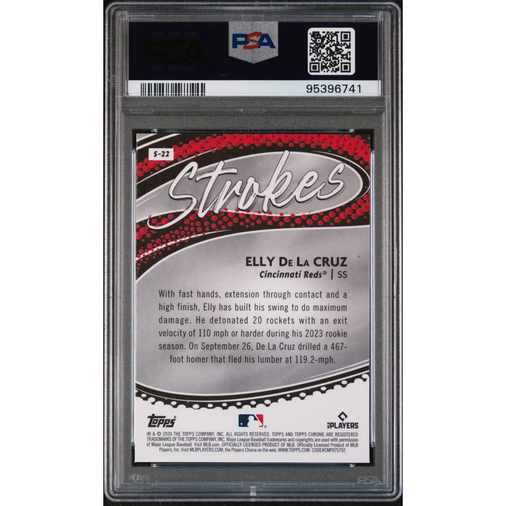 Graded 2024 Topps Chrome Elly De La Cruz #S22 Strokes Rookie RC Baseball Card PSA 10 Gem Mint | PSA 10 Gem Mint Graded Rookie Card | vintageantiquesgifts.com