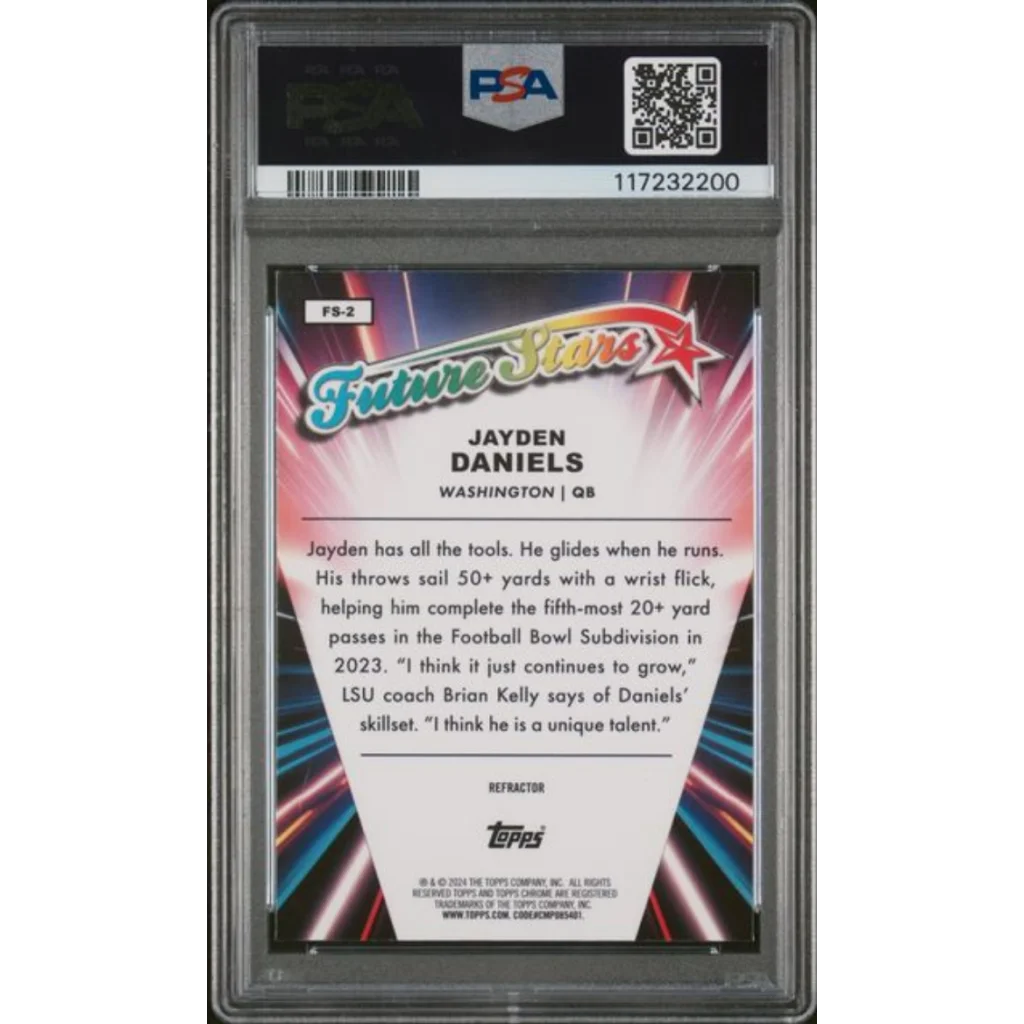 PSA 10 Graded 2024 Topps Chrome Jayden Daniels Future Stars Refractor Rookie Card