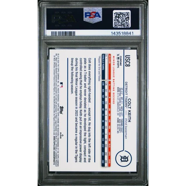 Graded 2024 Topps Chrome Update Colt Keith USC8 Gold Raywave 50 Rookie RC Baseball Card PSA 10 Gem Mint | PSA 10 Gem Mint Graded Rookie Card | vintageantiquesgifts.com