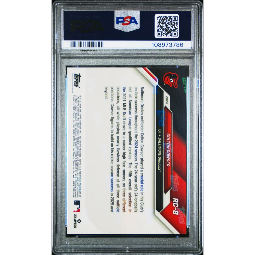 Graded 2024 Topps Now Colton Cowser #RC8 Rookie Cup Team Set Pearl Rookie RC Baseball Card PSA 10 Gem Mint | PSA 10 Gem Mint Graded Rookie Card | vintageantiquesgifts.com