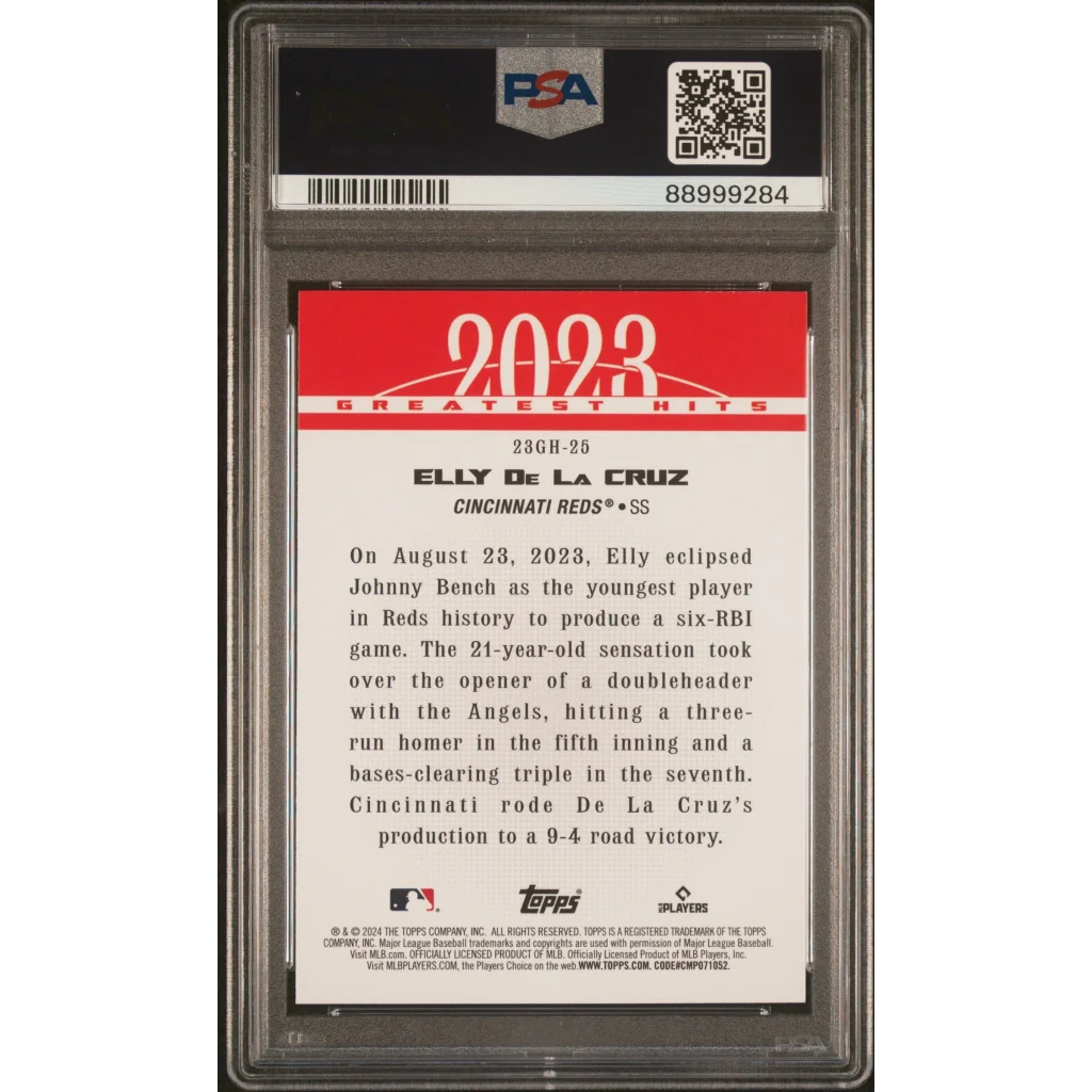 PSA-graded 2023 Elly De La Cruz Topps Greatest Hits Gem Mint baseball card