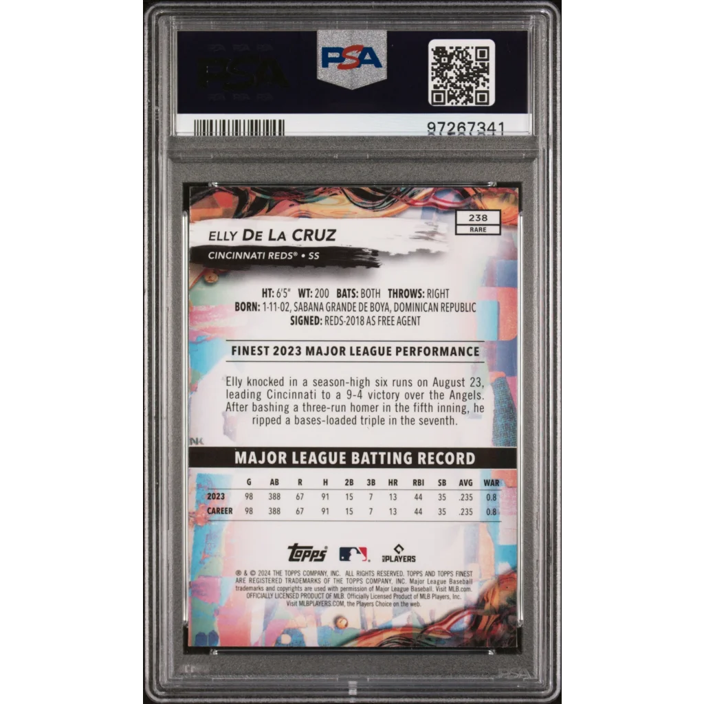 Graded Elly De La Cruz baseball card PSA from Topps Finest by Professional Sports Authenticator