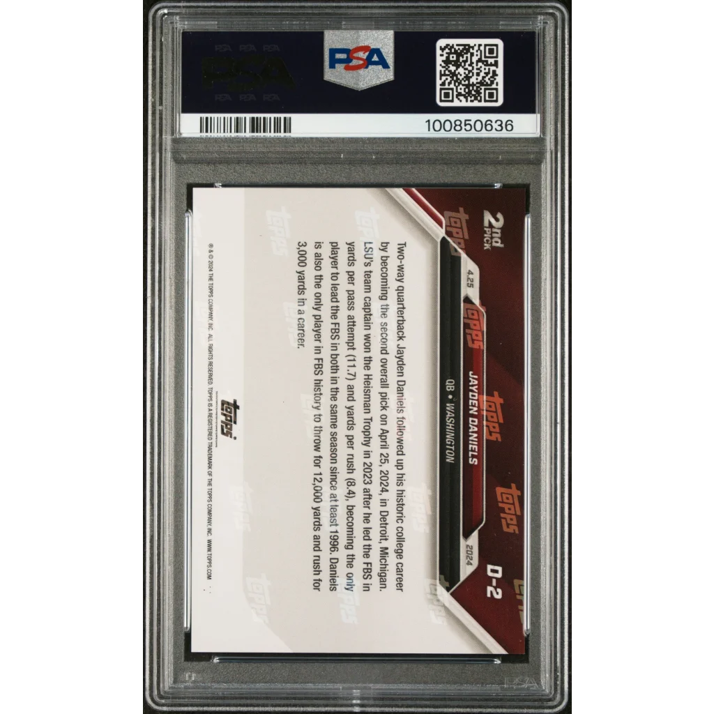 PSA graded Jayden Daniels rookie football card from professional sports authenticator