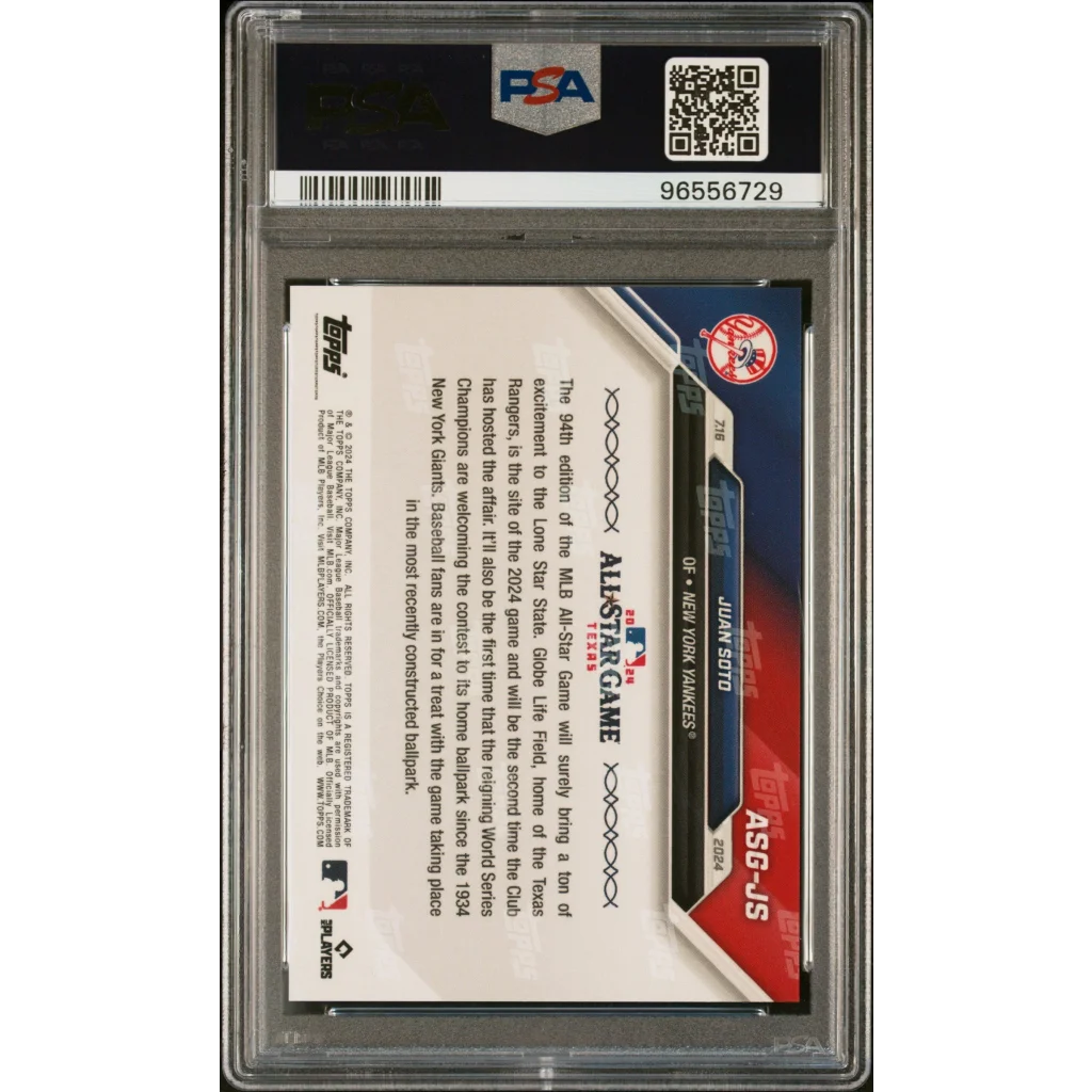 Graded 2024 Topps Now Juan Soto All-Star Game PSA 10 card in slab