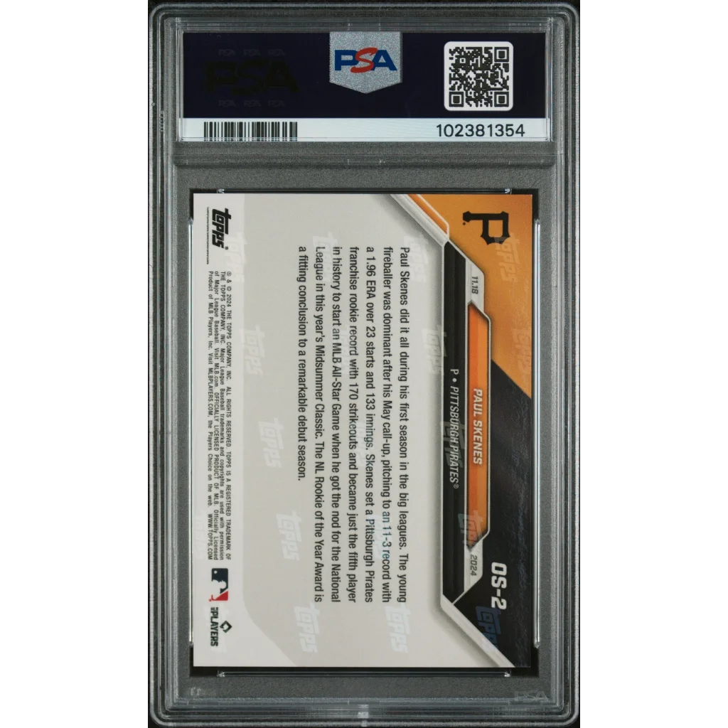Graded 2024 Topps Now Paul Skenes #OS2 Offseason Rookie RC Baseball Card PSA 10 Gem Mint | PSA 10 Gem Mint Graded Rookie Card | vintageantiquesgifts.com