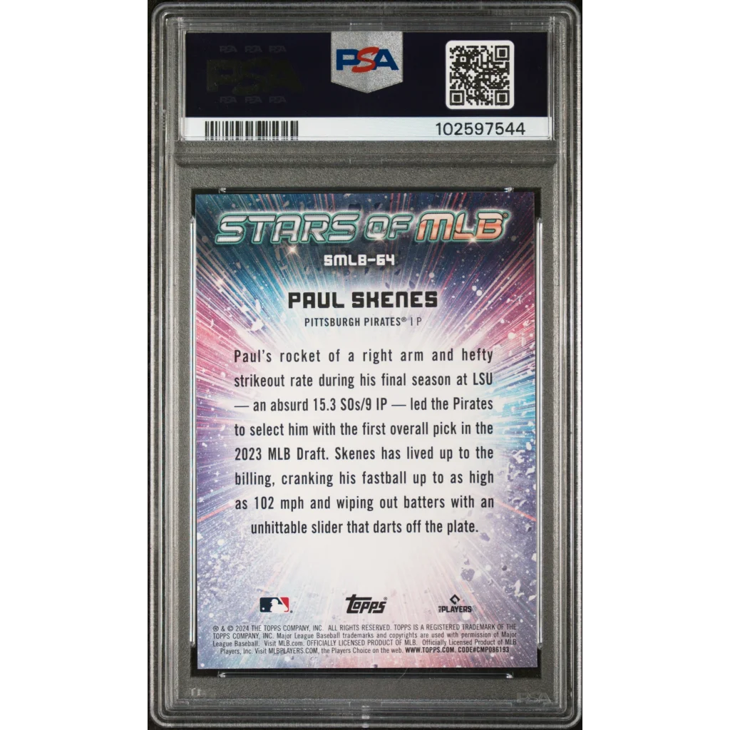 PSA 10 Graded 2024 Topps Paul Skenes Rookie RC Baseball Card