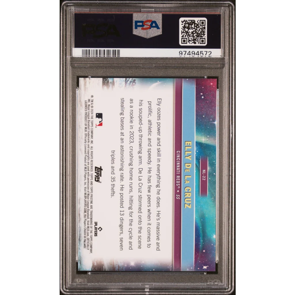 PSA 10 Graded 2024 Topps Pristine Elly De La Cruz Northern Lights Rookie Card