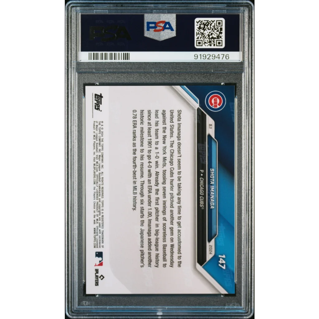 Graded 2024 Topps Now Shota Imanaga #147 Rookie RC PSA 10 Gem Mint Card