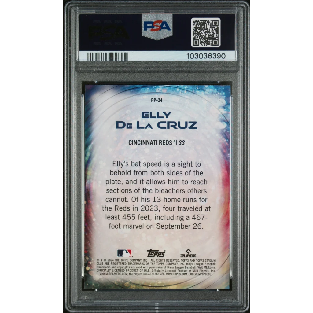 Graded Elly De La Cruz Power Packed Stadium Club Baseball Card in PSA case