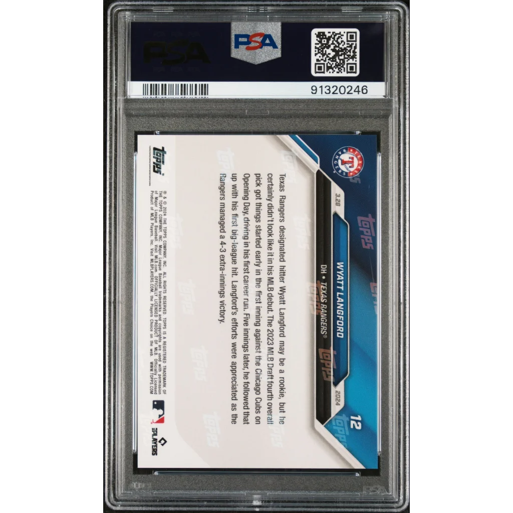 Graded 2024 Topps Now Wyatt Langford #12 Rookie RC Baseball Card PSA 10 Gem Mint | PSA 10 Gem Mint Graded Rookie Card | vintageantiquesgifts.com