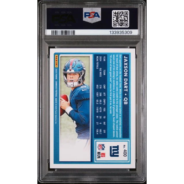 Graded 2025 Panini Donruss Jaxson Dart #400 Rookie RC Football Card PSA 10 Gem Mint | PSA 10 Gem Mint Graded Rookie Card | vintageantiquesgifts.com