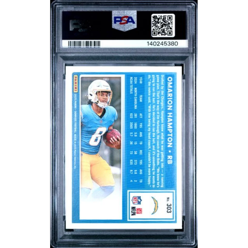 Graded PSA 10 2025 Panini Donruss Omarion Hampton #303 Rookie RC Card