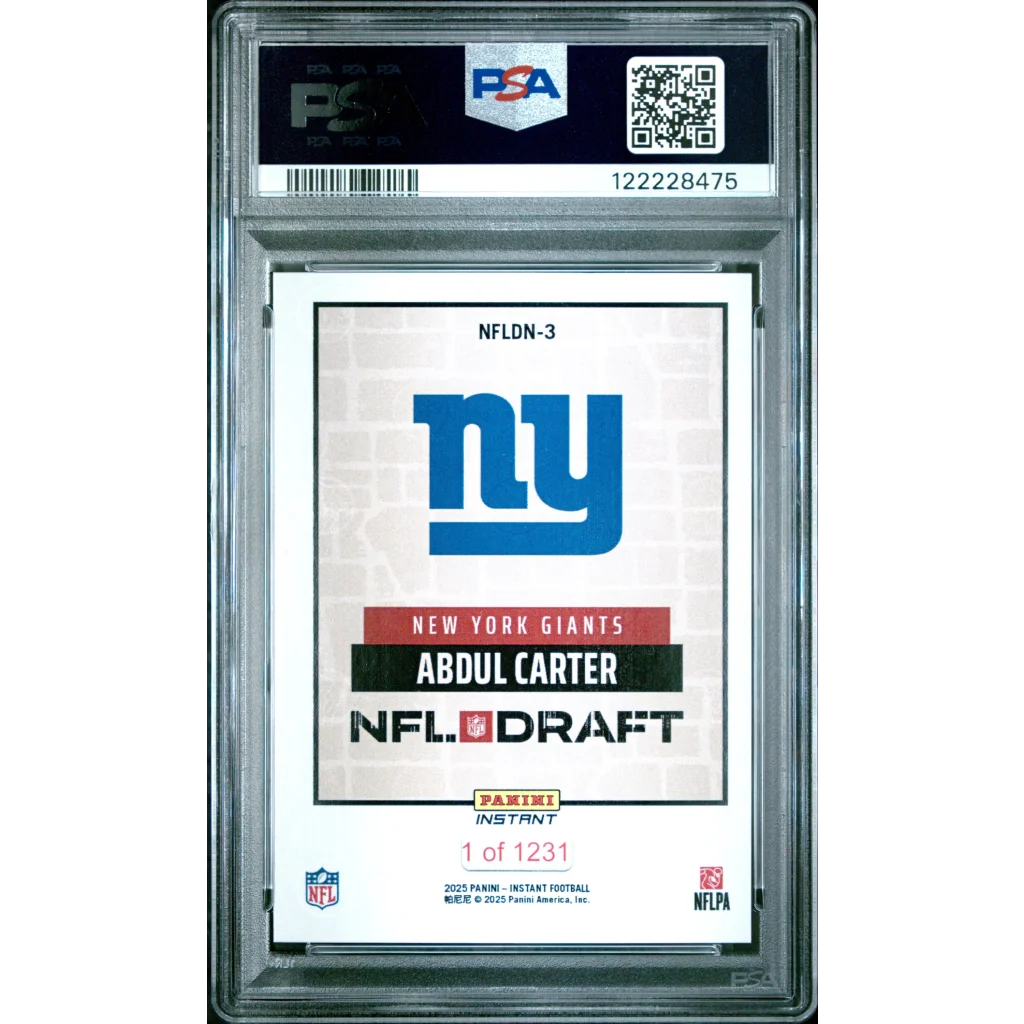 Graded 2025 Panini Instant Abdul Carter #NFLDN3 NFL Draft Night Rookie RC Football Card PSA 10 Gem Mint | PSA 10 Gem Mint Graded Rookie Card | vintageantiquesgifts.com