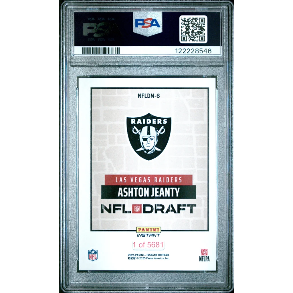 PSA 10 Graded 2025 Panini Instant Ashton Jeanty Raiders Rookie #1/5681