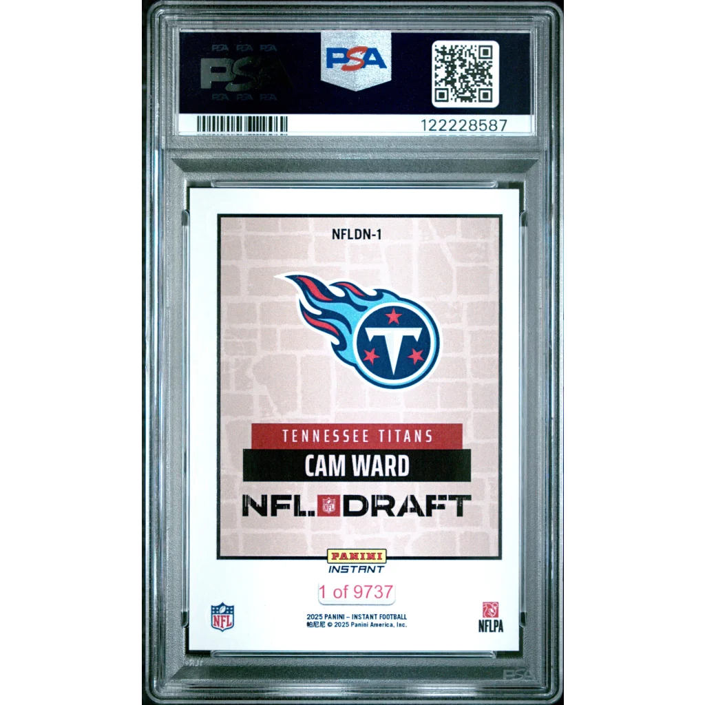 Graded 2025 Panini Instant Cam Ward #NFLDN1 NFL Draft Night Rookie RC Football Card PSA 8 Near Mint | PSA 8 NM-MT Graded Rookie Card | vintageantiquesgifts.com