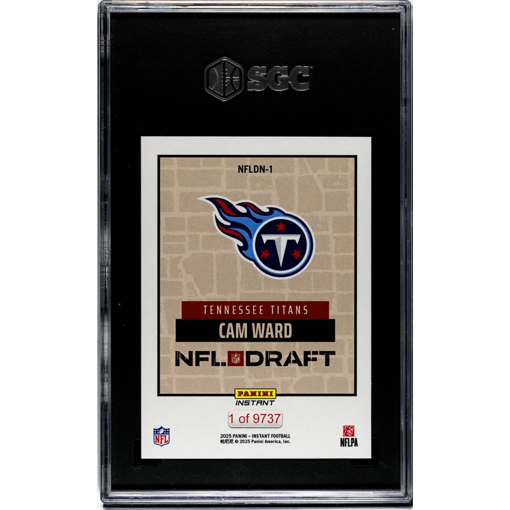 Graded 2025 Panini Instant Cam Ward #NFLDN1 NFL Draft Night Rookie RC Football Card SGC 10 Gem Mint | SGC 10 Gem Mint Graded Rookie Card | vintageantiquesgifts.com