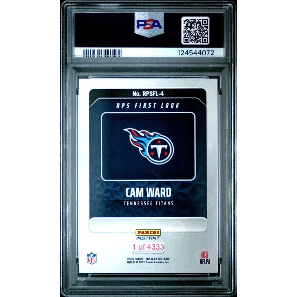 Graded 2025 Panini Instant Cam Ward #RPSFL4 RPS First Look Rookie RC Football Card PSA 8 Near Mint