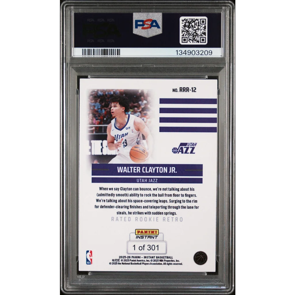 Graded 2025 Panini Instant Walter Clayton Jr. #RRR12 Rated Rookie Retro Rookie RC Basketball Card PSA 9 Mint | PSA 9 Mint Graded Rookie Card | vintageantiquesgifts.com