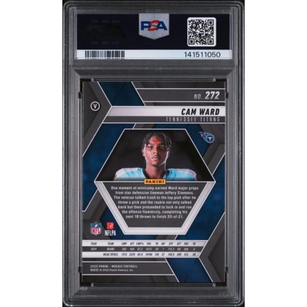 Graded 2025 Panini Mosaic Cam Ward #272 RC PSA 10 Gem Mint card
