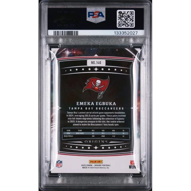Graded 2025 Panini Origins Emeka Egbuka 146 299 Holo Red Rookie RC Football Card PSA 10 Gem Mint | PSA 10 Gem Mint Graded Rookie Card | vintageantiquesgifts.com
