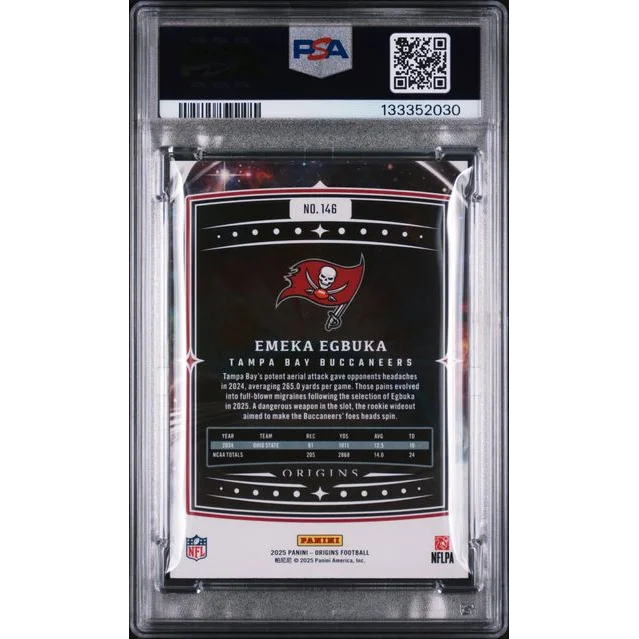 Graded 2025 Panini Origins Emeka Egbuka #146 Rookie RC Football Card PSA 10 Gem Mint | PSA 10 Gem Mint Graded Rookie Card | vintageantiquesgifts.com