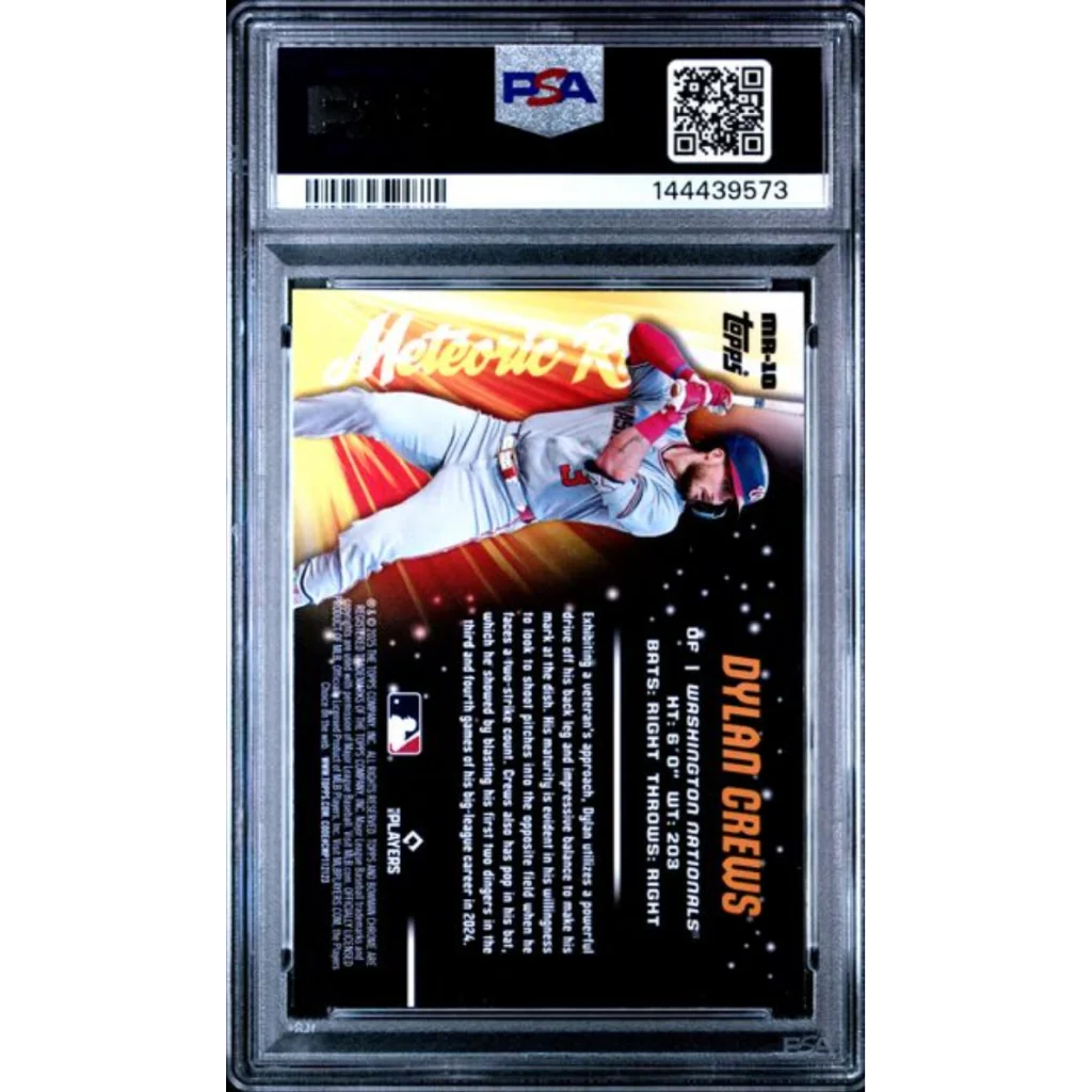 Graded 2025 Topps Bowman Chrome Dylan Crews MR10 Meteoric Rise Rookie RC Baseball Card PSA 10 Gem Mint | PSA 10 Gem Mint Graded Rookie Card | vintageantiquesgifts.com