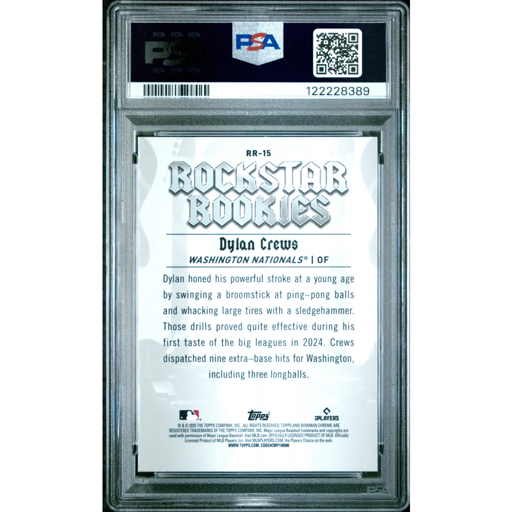 PSA 8 Graded 2025 Topps Bowman Dylan Crews Rockstar Rookies RC Card