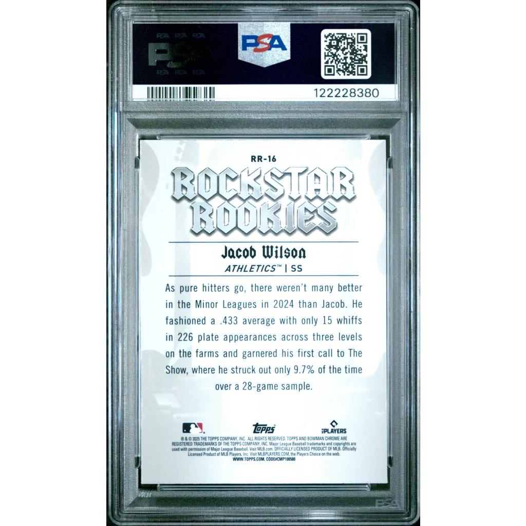 Graded 2025 Topps Bowman Jacob Wilson #RR16 Rockstar Rookies Rookie RC Baseball Card PSA 9 Mint