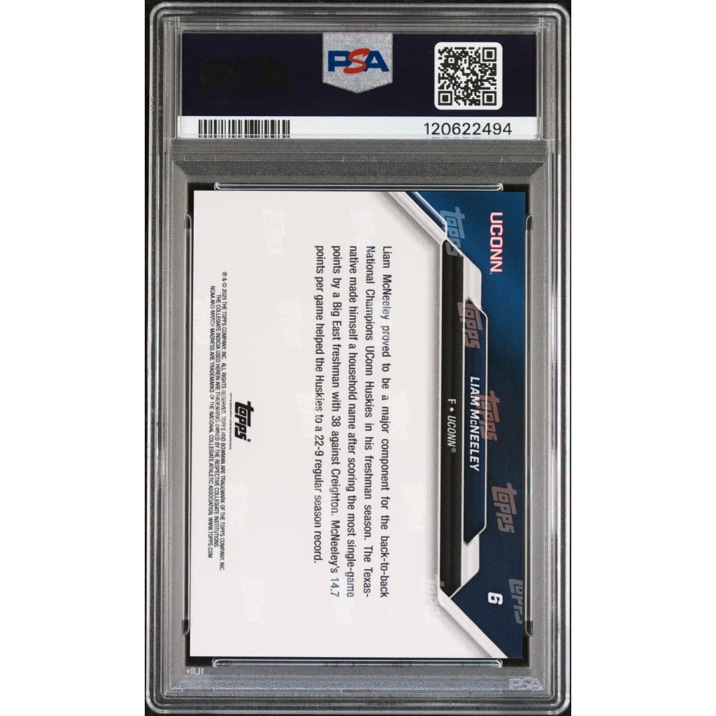 Graded 2025 Topps Bowman U Now Liam McNeeley #6 March Madness Rookie RC Basketball Card PSA 9 Mint