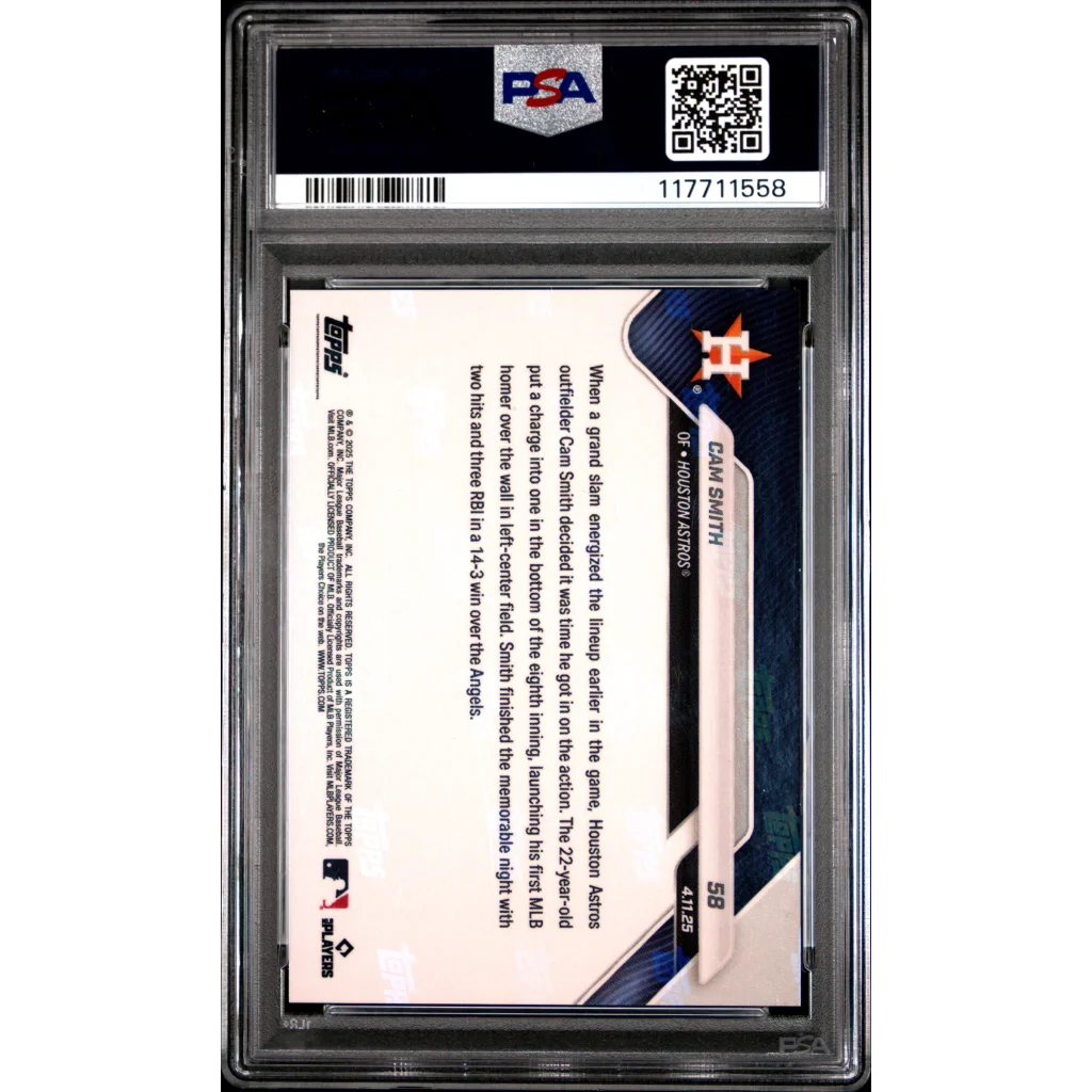 Graded 2025 Topps Now Cam Smith #58 Gold Foil /50 Rookie RC Baseball Card PSA 9 Mint | PSA 9 Mint Graded Rookie Card | vintageantiquesgifts.com