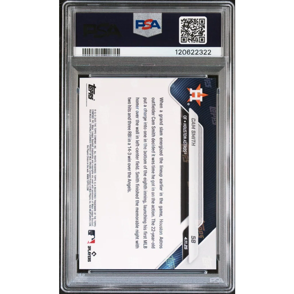 Graded 2025 Topps Now Cam Smith #58 Rookie RC Baseball Card PSA 8 Near Mint