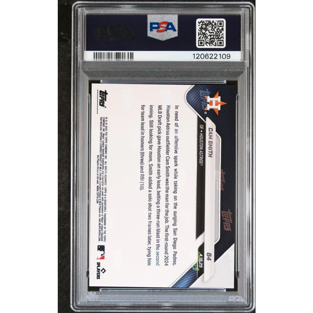 Graded 2025 Topps Now Cam Smith #84 Red Foil /5 Rookie RC Baseball Card PSA 8 Near Mint