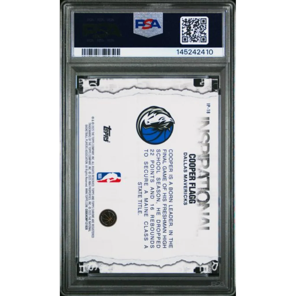 Graded PSA 10 2025 Topps Chrome Cooper Flagg Mavericks rookie card