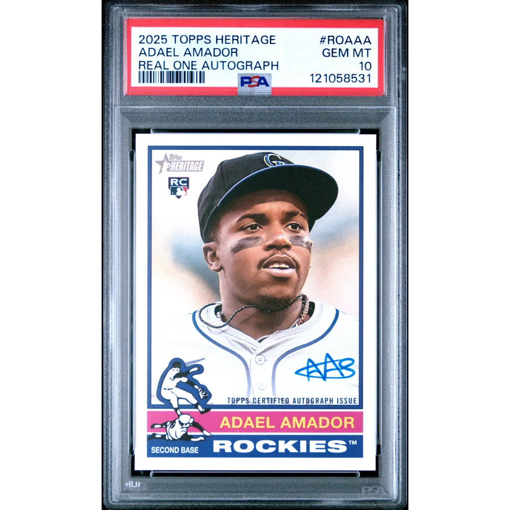 Graded 2025 Topps Heritage Adael Amador #ROAAA Real One Autograph Rookie RC Baseball Card PSA 10 Gem Mint | Hall of Fame Sports Memorabilia | vintageantiquesgifts.com