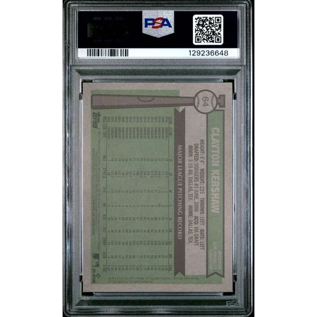 Graded 2025 Topps Heritage Clayton Kershaw #64 /150 Blue Refractor Baseball Card PSA 10 Gem Mint