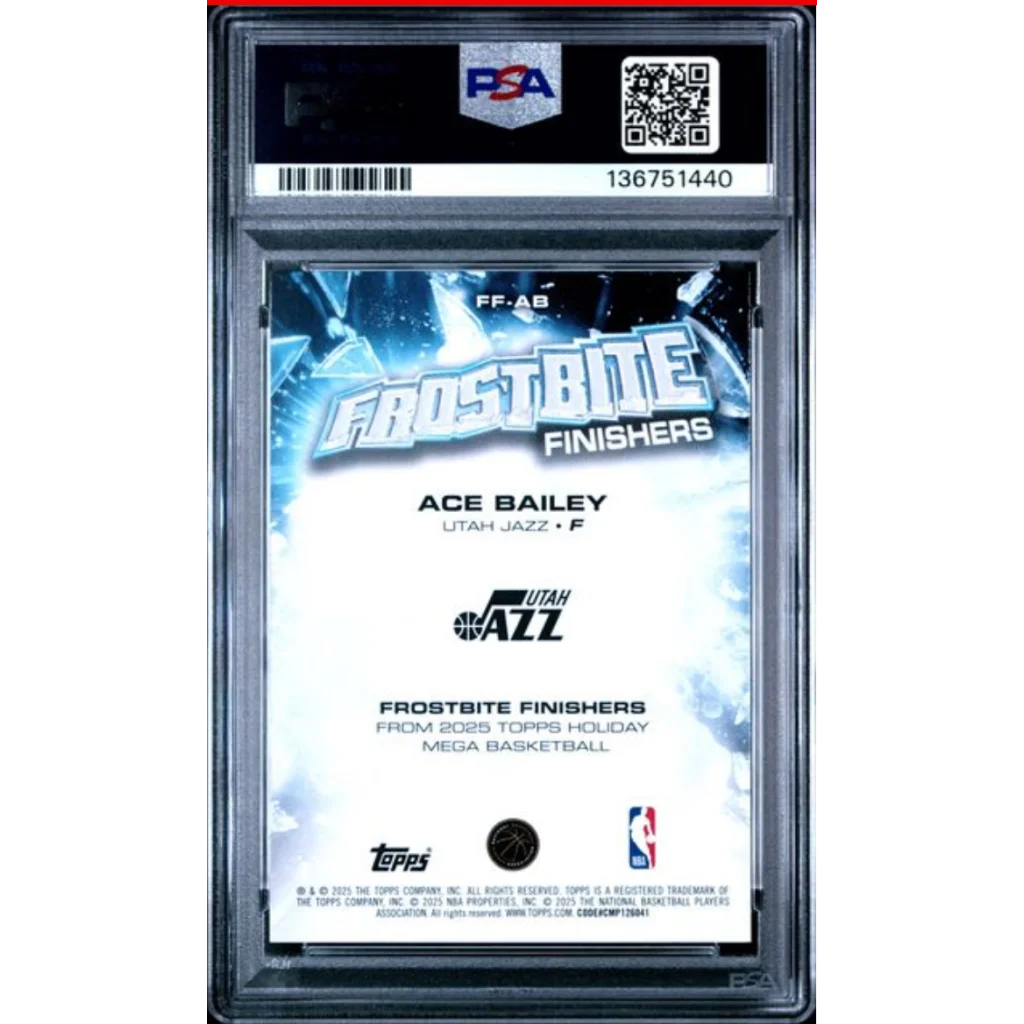 Graded PSA 10 2025 Topps Holiday Ace Bailey #FFAB Frostbite Finishers RC