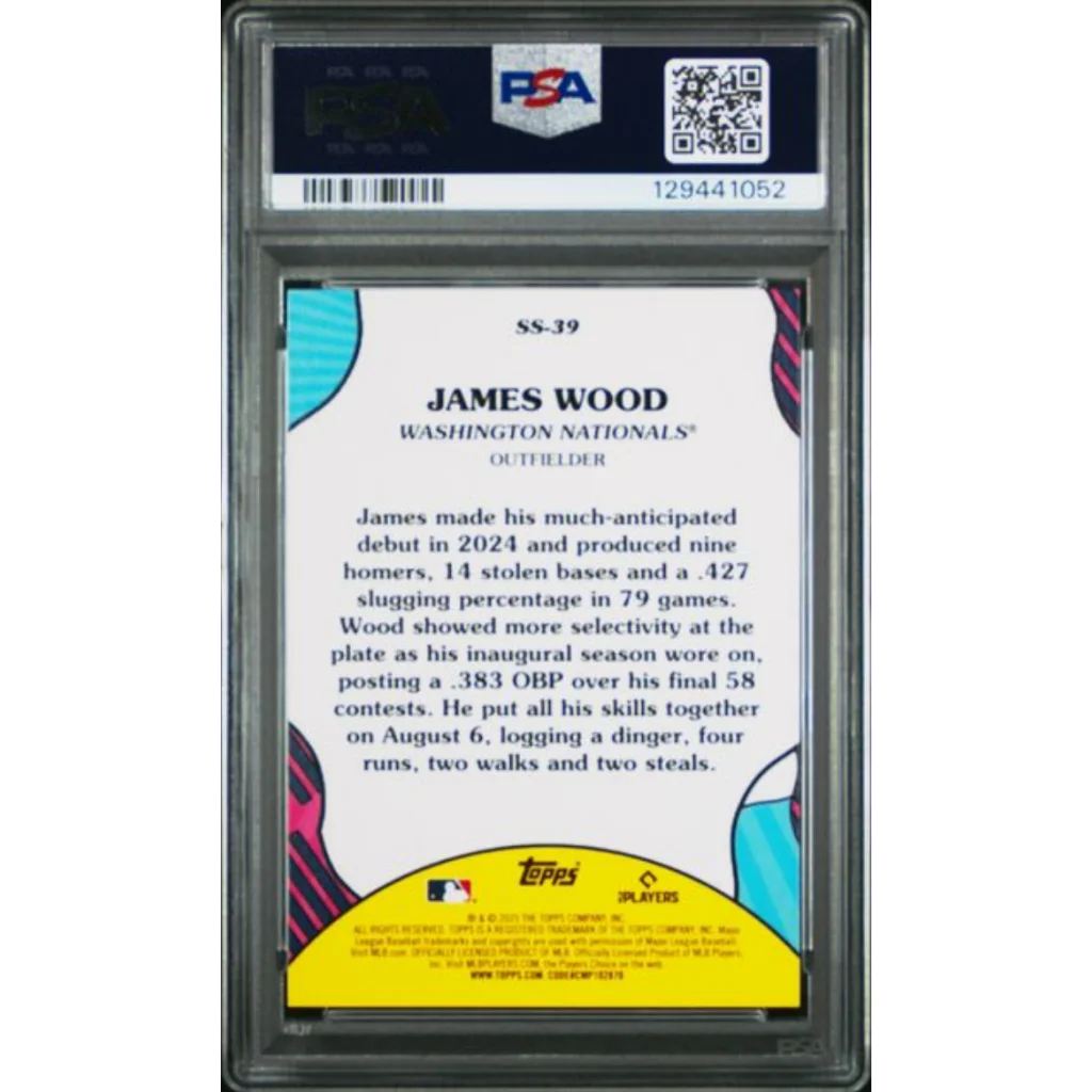 Graded 2025 Topps James Wood #SS39 Summer Superstars Rookie RC Baseball Card PSA 10 Gem Mint | PSA 10 Gem Mint Graded Rookie Card | vintageantiquesgifts.com