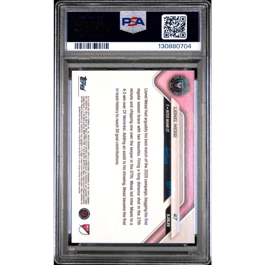 PSA 10 Graded 2025 Topps Now Lionel Messi #47 Pink Card in Slab