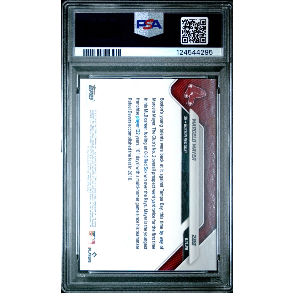 Graded 2025 Topps Now Marcelo Mayer #289 PSA 10 rookie card in slab