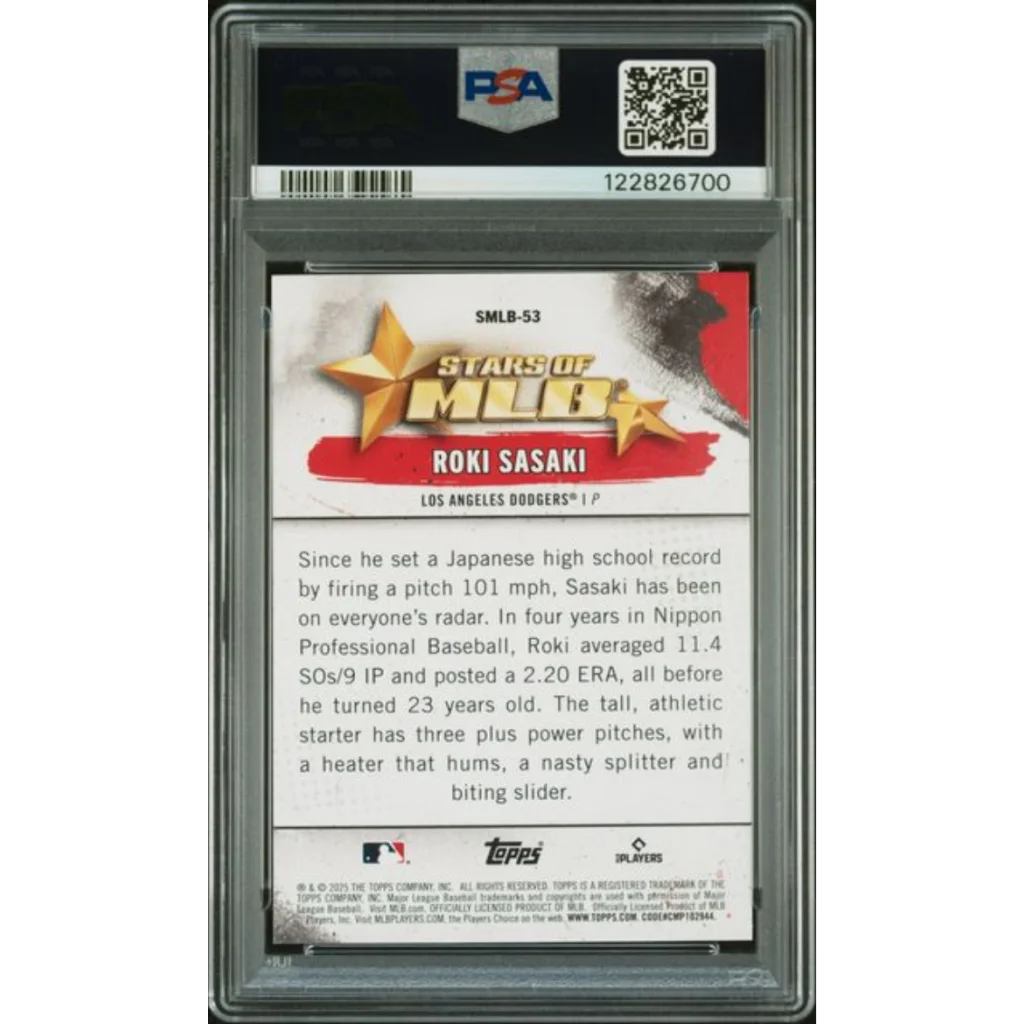 PSA 10 Graded 2025 Topps Roki Sasaki Stars of MLB Rookie Card