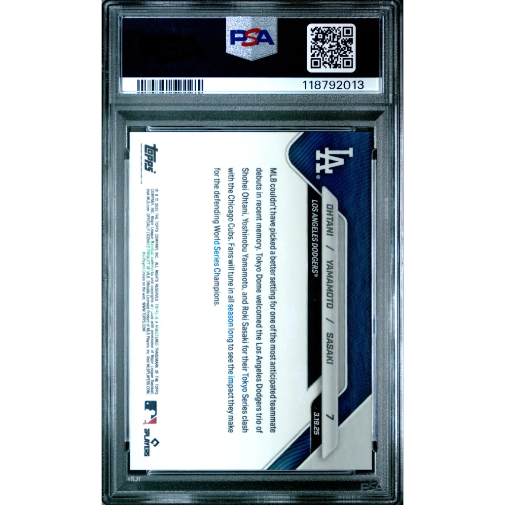 Graded PSA 10 2025 Topps Now Ohtani Blue Baseball Card in Slab