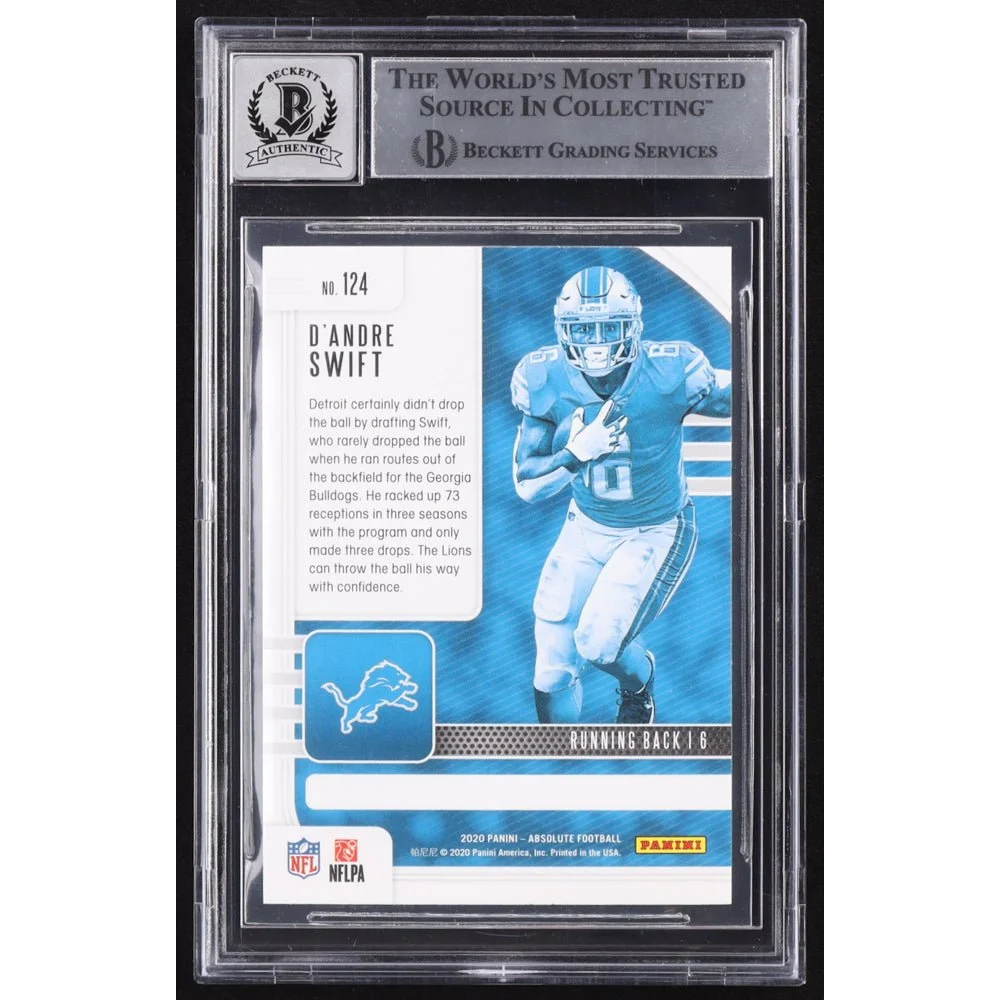 Graded D’Andre Swift Rookie Football Card with Authentic Autograph BGS Certified