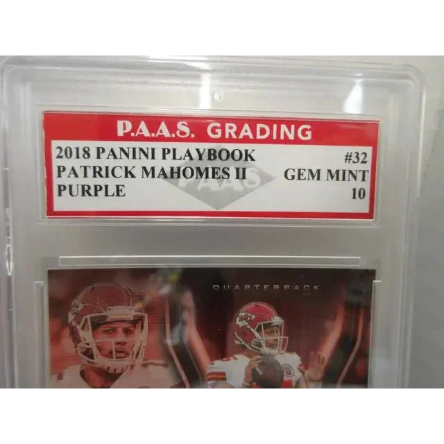 Graded PAAS Gem Mahomes II Chiefs Panini Playbook Purple football card image